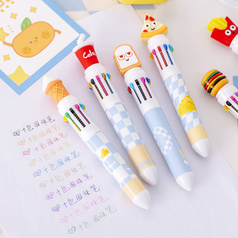 Wholesale Plastic Ten-color French Fries Hamburger Ballpoint Pen